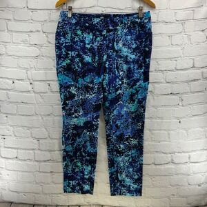 Mossimo Pants Womens Sz 10 Printed Shades Of Blue Stretch Skinny Chino Bottoms